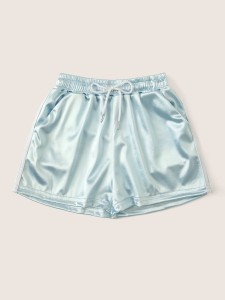 Satin Drawstring Waist Shorts