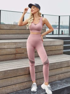 Seamless Cut Out Sports Bra With Wide Band Waist Leggings
