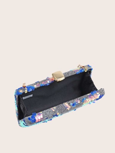 Sequin Decor Box Clutch Bag