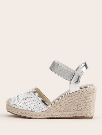 Sequin Decor Espadrille Wedges