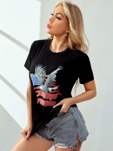 SHEIN American Flag and Eagle Print Top