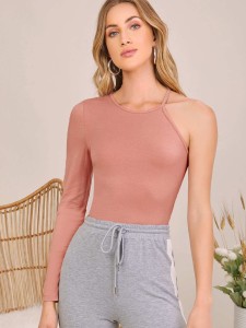 SHEIN Asymmetrical Shoulder Solid Tee