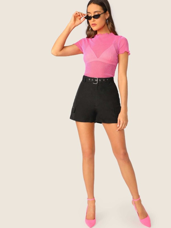 Asymmetrical Neck Crop Top And Pants Set Size Xs