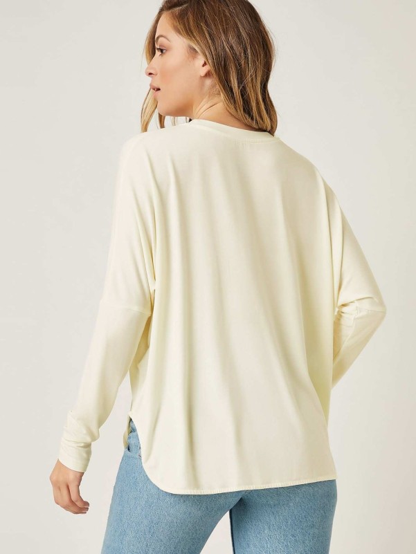 SHEIN BASICS Solid Drop Shoulder Tee