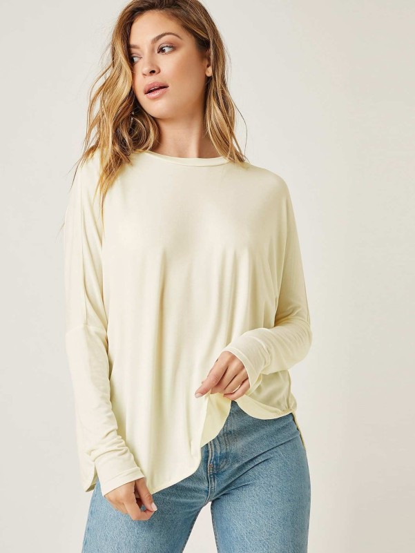 SHEIN BASICS Solid Drop Shoulder Tee