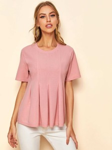 SHEIN Boxy Pleated Front Top