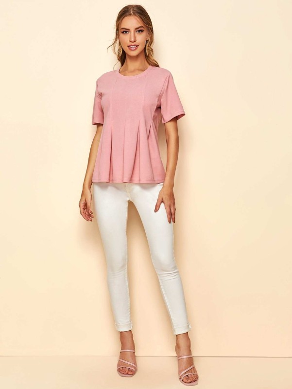 SHEIN Boxy Pleated Front Top