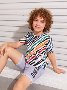 SHEIN Boys Allover Print Tee