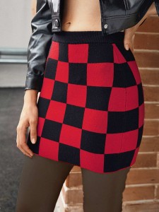 SHEIN Checked Pattern Knit Skirt