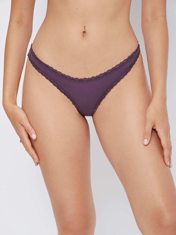 Contrast Lace Thong Panty