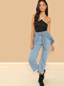 SHEIN Contrast Tipping Ribbed Knit Cami Top