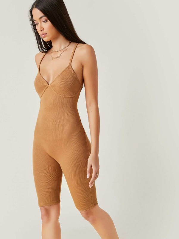 Shein Criss Cross Back Unitard Jumpsuit