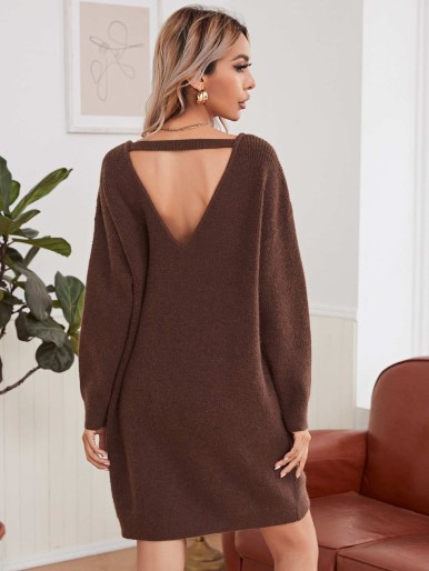 SHEIN Cut Out Drop Shoulder Sweater Dress