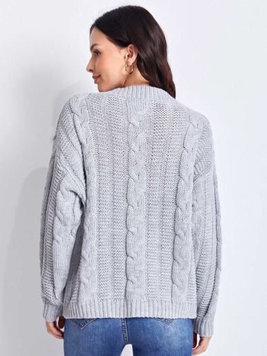 SHEIN Drop Shoulder Cable Knit Sweater