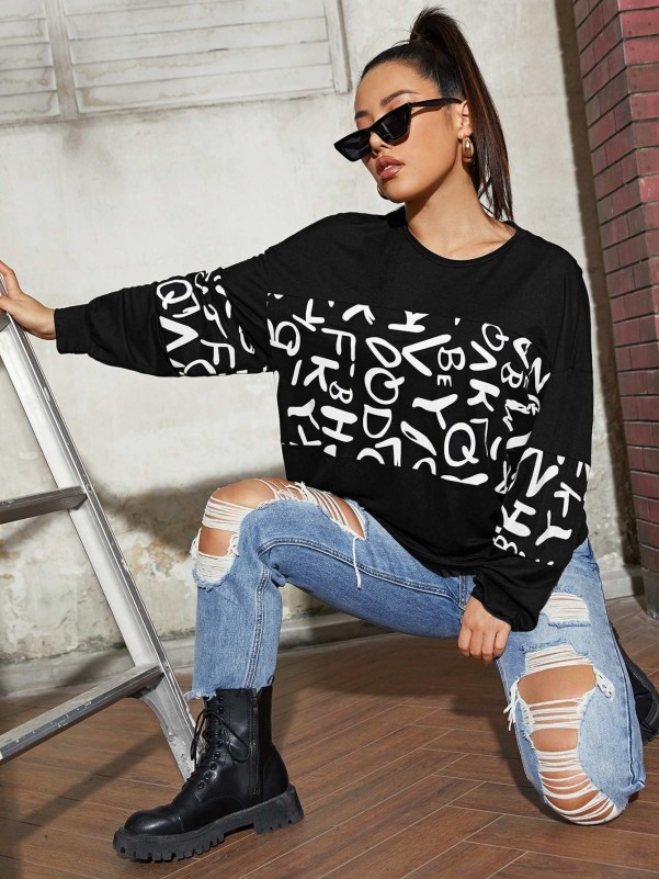SHEIN Letter Graphic Pullover