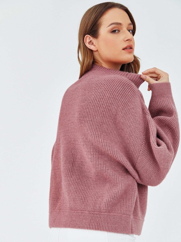 Pink Drop Shoulder Ribbed Trim Oversized Sweatshirt – KesleyBoutique