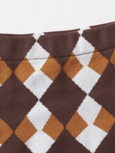 SHEIN Elastic Waist Argyle Pattern Knit Skirt