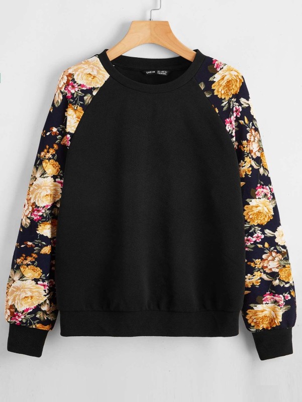 Floral raglan 2025 sleeve pullover