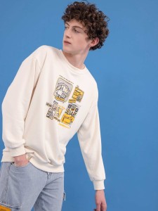 ROMWE X SpongeBob Guys Drop Shoulder Sweatshirt