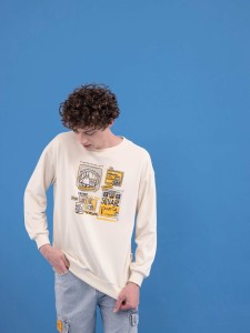 ROMWE X SpongeBob Guys Drop Shoulder Sweatshirt