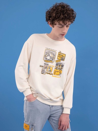 ROMWE X SpongeBob Guys Drop Shoulder Sweatshirt