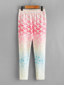 SHEIN Girls Geo Print Ombre Leggings