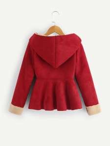 SHEIN Girls Waterfall Fleece Lined Skater Coat