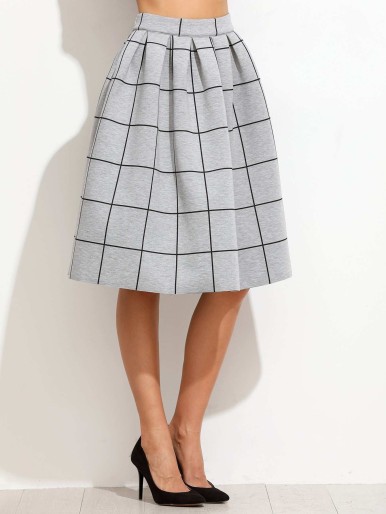 SHEIN Grid Box Pleated Skirt