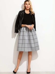 SHEIN Grid Box Pleated Skirt