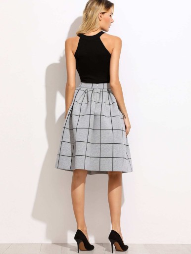 SHEIN Grid Box Pleated Skirt