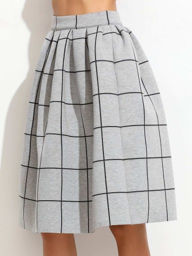 SHEIN Grid Box Pleated Skirt