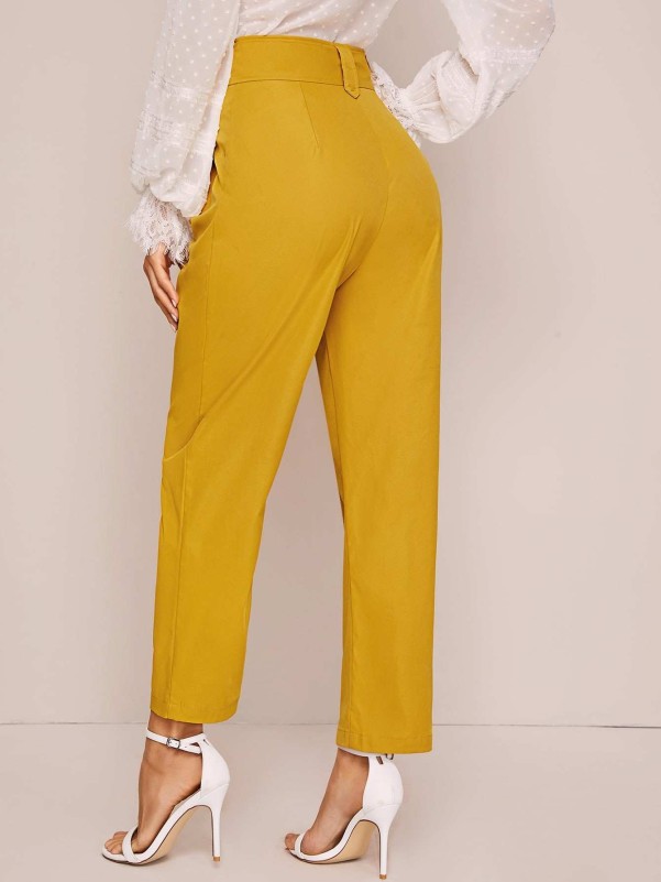 SHEIN High Waist Belted Straight Leg Pants