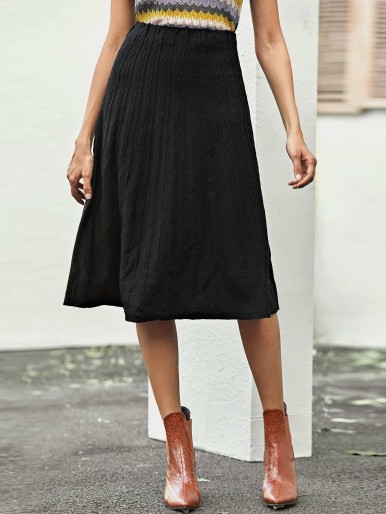 SHEIN High Waist Cable Knit Skirt