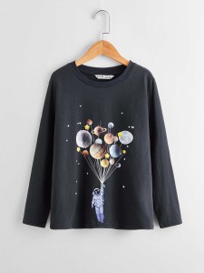 SHEIN Boys Astronaut and Planet Print Top