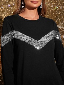 SHEIN Maternity Contrast Sequin Pullover