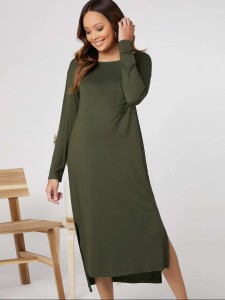 SHEIN Maternity Drop Shoulder Patch Pocket Split Hem Dress