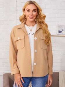 SHEIN Maternity Flap Pocket Front Drop Shoulder Coat