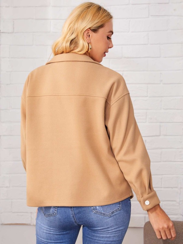 SHEIN Maternity Flap Pocket Front Drop Shoulder Coat