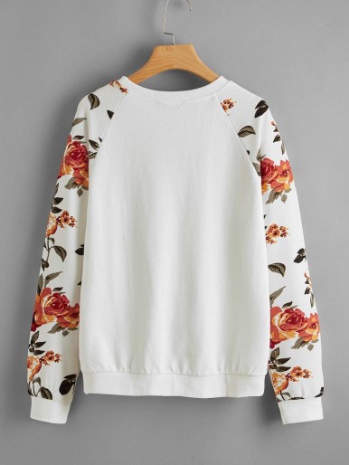 SHEIN Maternity Floral Print Raglan Sleeve Sweatshirt