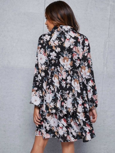 SHEIN Maternity Layered Hem Floral Dress