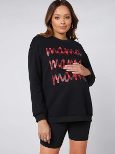 SHEIN Maternity Letter Graphic Drop Shoulder Sweatshirt