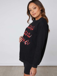 SHEIN Maternity Letter Graphic Drop Shoulder Sweatshirt