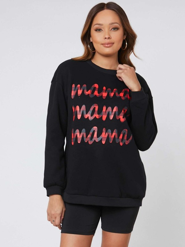 SHEIN Maternity Letter Graphic Drop Shoulder Sweatshirt