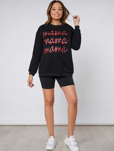 SHEIN Maternity Letter Graphic Drop Shoulder Sweatshirt