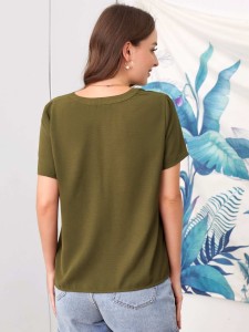 SHEIN Maternity Notch Neck Solid Top