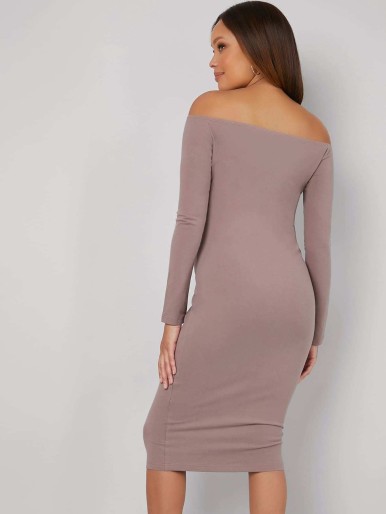 SHEIN Maternity Off Shoulder Solid Bodycon Dress