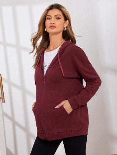 SHEIN Maternity Pocket Front Zipper Hoodie