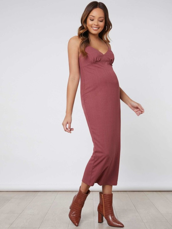 SHEIN Maternity Ruched Bust Split Side Cami Dress