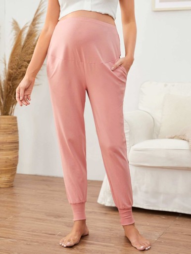 SHEIN Maternity Slant Pocket Solid Sweatpants