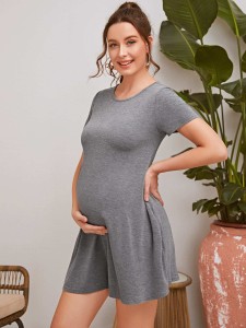 SHEIN Maternity Solid Short Sleeve Dress